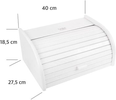 Дерев'яний білий хлібник Creative Home з роликовою кришкою 38x28,5x17,5 см – натуральна коробка для хліба, булочок та випічки для кухні