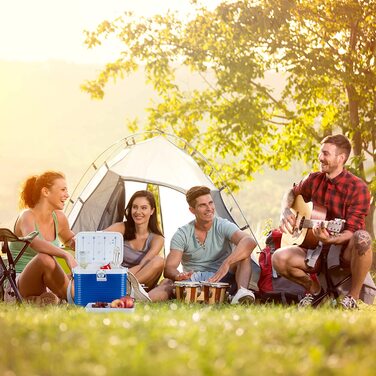 Кулер-бокс Relaxdays 8 л з ручкою та ременем, пластиковий, без електрики, біло-синій, 23,5×31×21 см