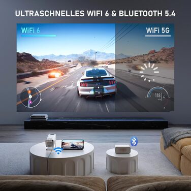 Смарт-проектор XuanPad White 4K Support, 20000 Люмен, Native 1080P, WiFi, Bluetooth, портативний кінотеатр з підставкою 360°