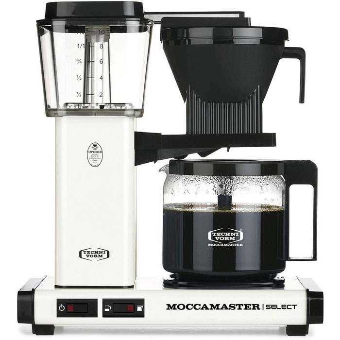 Кавоварка крапельна Moccamaster KBG Select 1.25 л, офф-вайт + кавомолка Rommelsbacher EKM 200, регулювання помолу, 250 г, 110 Вт, чорна – комплект для приготування кави