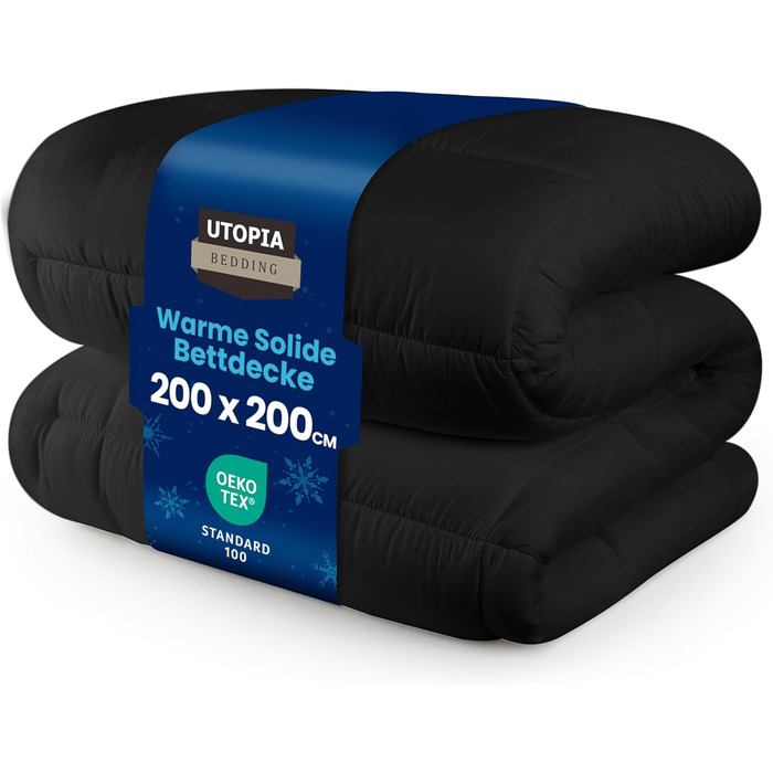 Ковдра Utopia Bedding, 180x200 см, біла, 370 GSM, дихаюча, стегане покривало, супер м'яка