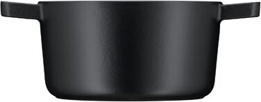 Жаровня WMF Flavour 24 см з чавуну, емальована, для індукції, чорна, з кришкою з конденсаційними виступами, сучасний дизайн
