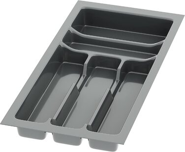 Лоток для столових приборів Sossai Divio, 23x49 см, 5 відділень, антрацит, для шухляд 30 см, регульований органайзер