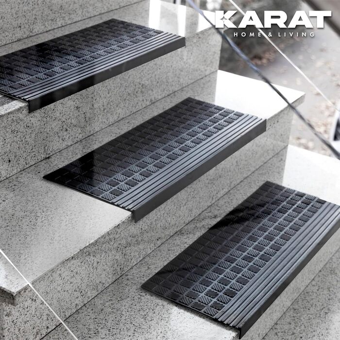 Набір з 5 гумових килимків для сходів KARAT 25x65 см, антиковзкі, вологозахисні, для зовнішнього використання