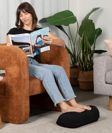 Підставка для ніг під стіл Everlasting Comfort FootCloud з ефектом пам'яті (Memory Foam), регульована по висоті, з масажною поверхнею та знімним чохлом, чорна