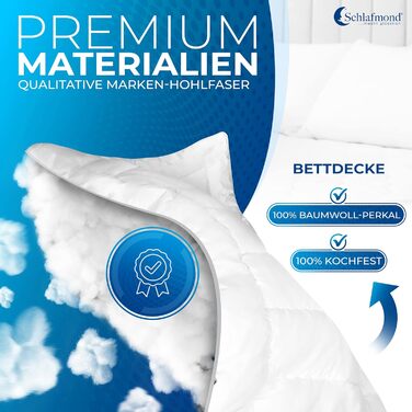 Всесезонна ковдра Schlafmond Medicus Clean 200x200 см, гіпоалергенна з терморегуляцією, бавовняна стібана ковдра, Made in Germany