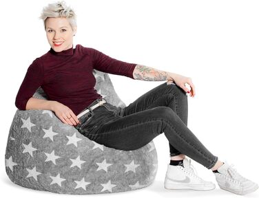 Крісло-мішок Sitting Point FluffyStars XL сірий, плюшевий