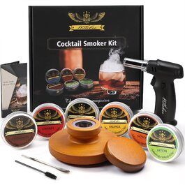 Набір для копчення віскі та бурбону Cocktail з ліхтариком, 6 смаків дерев'яної тріски (апельсин, кориця, імбир, вишня, лічі, гікорі) - ідеальний подарунок на ювілей або день народження