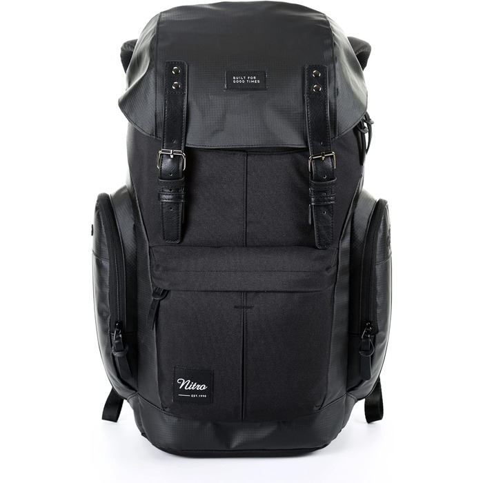 Рюкзак Nitro Daypacker 32 л чорний, ретро, з м'яким відділенням для ноутбука, міський, для школи і туризму