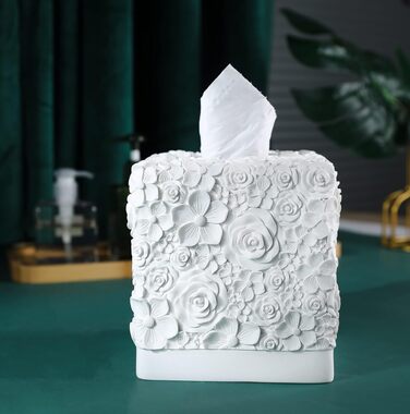 Декоративний чохол для коробки серветок Kleenex Hymmah, квадратний з лотком, дизайн «куб» для спальні та вітальні, колір білий