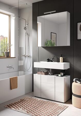 Набір меблів для ванної xonox.home Vira X2LA9B13, 2 предмети, білий глянцевий фасад, корпус меламін, з підсвіткою