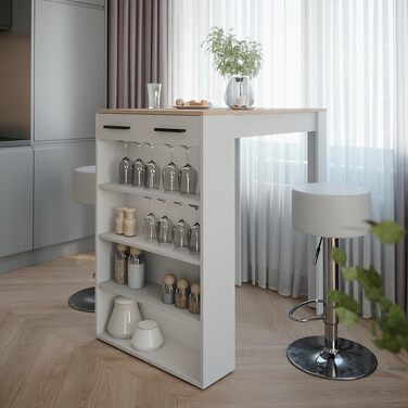 Барний набір Vicco Repose Goldkraft Дуб/Антрацит 67x100 см з 2 барними стільцями, регульовані полиці, білий/Сонома