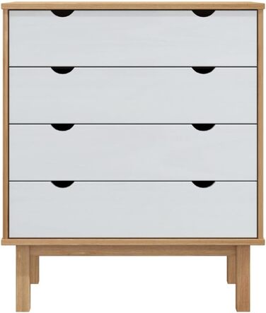 Комод з шухлядами vidaXL, масив сосни, коричнево-білий, 76,5x39,5x90 см – шафа для зберігання, тумба, скриня, sideboard