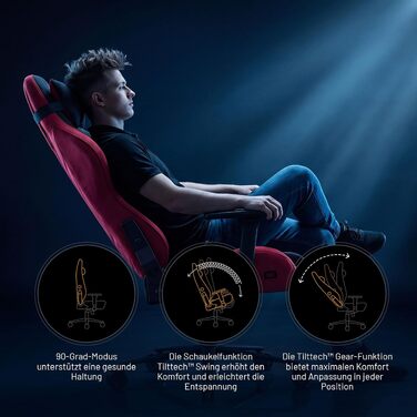 Ігрове крісло Diablo Gaming тканинне для дітей та підлітків, з 3D-підлокітниками, розмір L, колір Bloody Mary