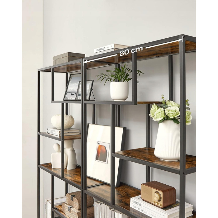 Стелаж Songmics у стилі лофт, 80 x 30 x 180 см, чорний/рустикальний дуб
