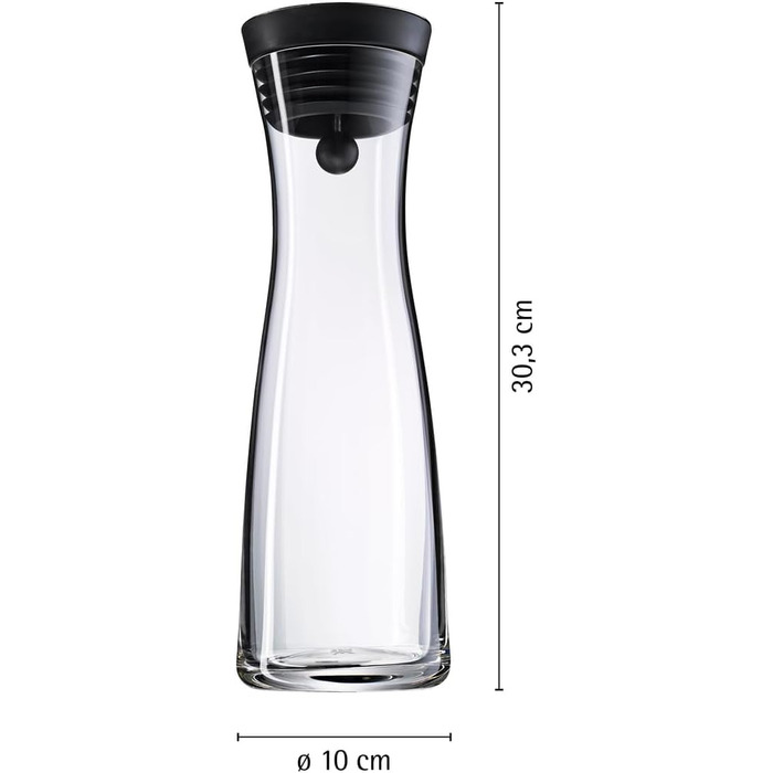Скляний глечик для води WMF Basic 1л з силіконовою кришкою CloseUp та щіткою для чищення