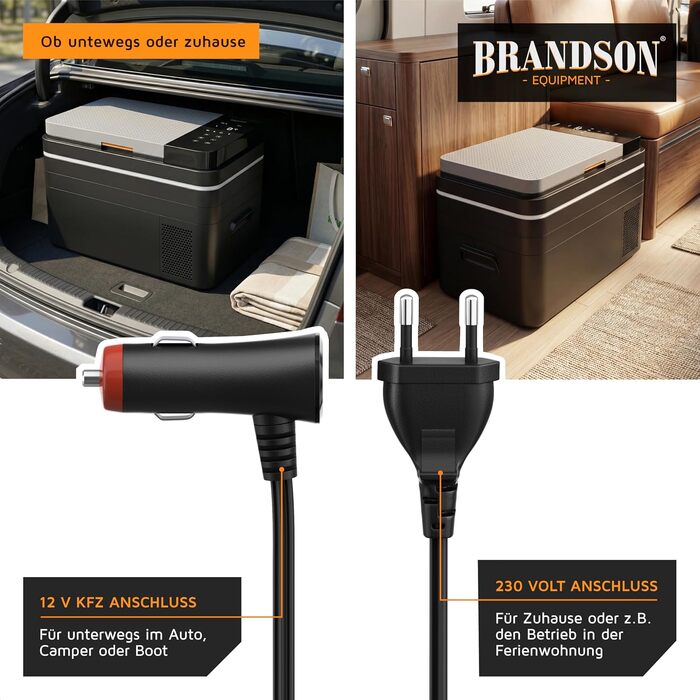Автомобільний компресорний холодильник Brandson 30л з Bluetooth та Wi-Fi (Tuya Smart) - 230V/12V/24V, морозильна камера до -20°C, Еко-режим, чорний