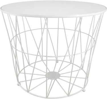 Журнальний стіл PrimoLiving Design XL, білий металевий кошик з дерев'яною кришкою, 50x40 см, стіл з місцем для зберігання, сучасний декор