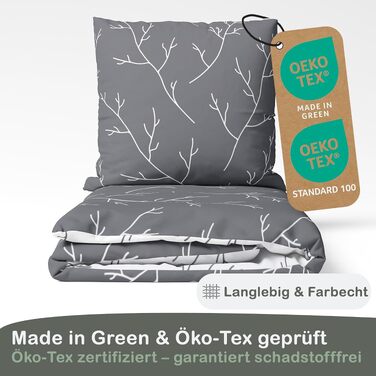 Комплект постільної білизни LINKHOFF Biber 135x200см, 100% бавовна, сіро-білий квітковий принт (2 предмети: 135x200см + 80x80см)