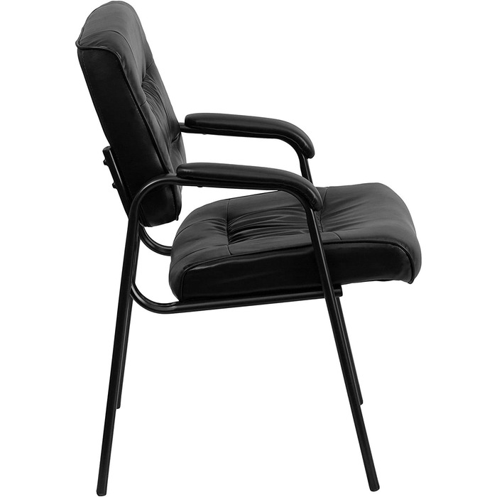 Крісло-табурет Haeger Flash Furniture з шкіри, з порошковим покриттям каркасу кольору титанового сірого, чорне
