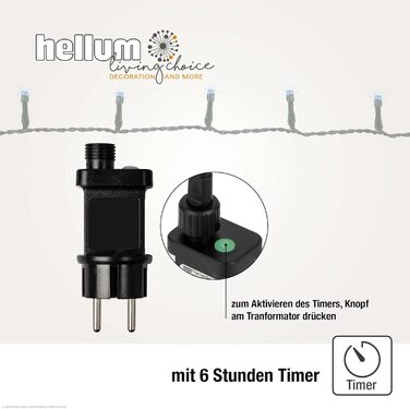 Вулична гірлянда hellum 80 LED, 7,9 м, синя, з таймером, електрична, зелений кабель, яскравість до 59 люменів