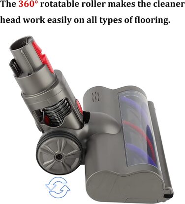 Турбощітка для підлоги з прямим приводом для пилососів Dyson V7/V8/V10/V11/V15, насадка для килимів з коротким ворсом і твердих підлог