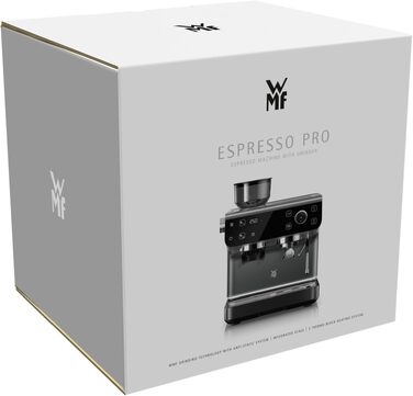 Напівавтоматична кавомашина WMF Espresso Pro з вбудованою кавомолкою, 15 бар, інтегрованими вагами та технологією Double-Thermoblock, колір стіле-сірий