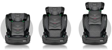 Автокрісло Nukido для дітей 15-36 кг, 4-12 років, ISOFIX, регулювання підголівника та нахилу, Louis (темно-сірий)