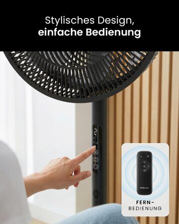 Вентилятор підлоговий Pro Breeze AirFlo Slim: 3 швидкості, 95° поворот, таймер 9 год, пульт, для дому та офісу, чорний