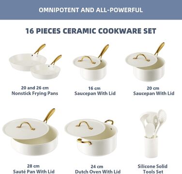 Набір посуду RIOVARM з нержавіючої сталі з антипригарним покриттям Ceramic Beige: каструлі, сковороди, соусники, пательні, лопатки