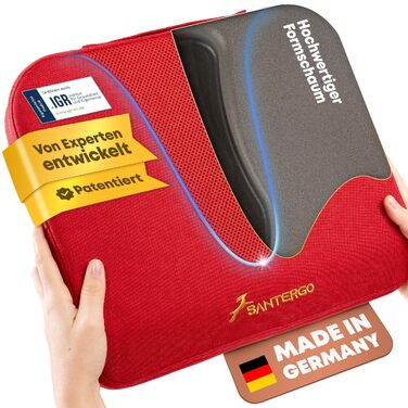 Ергономічна подушка для сидіння з піни memory foam (запатентована) для офісного крісла, автомобіля, інвалідного візка. Ортопедична подушка під сідниці та спину (червона)
