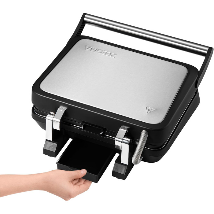 Електрогриль-тостер ZEEGMA Grill Chef 3.0 2-в-1, 2000 Вт, керамічне антипригарне покриття, регульована температура та кут нахилу, можна мити в посудомийній машині