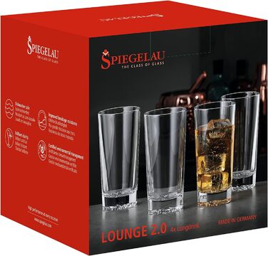 Набір склянок Spiegelau & Nachtmann Lounge 2.0, 305 мл, 4 шт, кришталь для лонгдрінків та бару