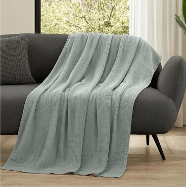 Муслінова покривало Dreamzie 220x240 см, 100% бавовна, світло-зелене