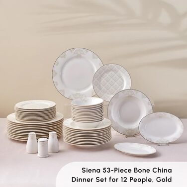 Сервіз Karaca Siena на 12 персон, 53 предмети, нове покоління Bone China