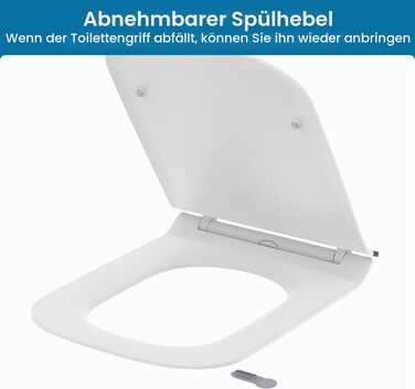 Сидіння для унітаза Q-подібне з мікроліфтом (Duroplast), біле з чорною смугою, 430×345 мм, зі швидким монтажем