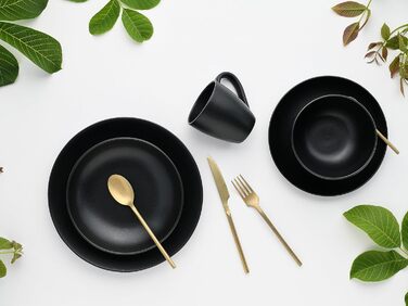 CreaTable Magic Black набір посуду 20 предметів з кам'яної кераміки, комплект тарілок і чашок, підходить для посудомийної машини та мікрохвильової печі, вироблено в Португалії