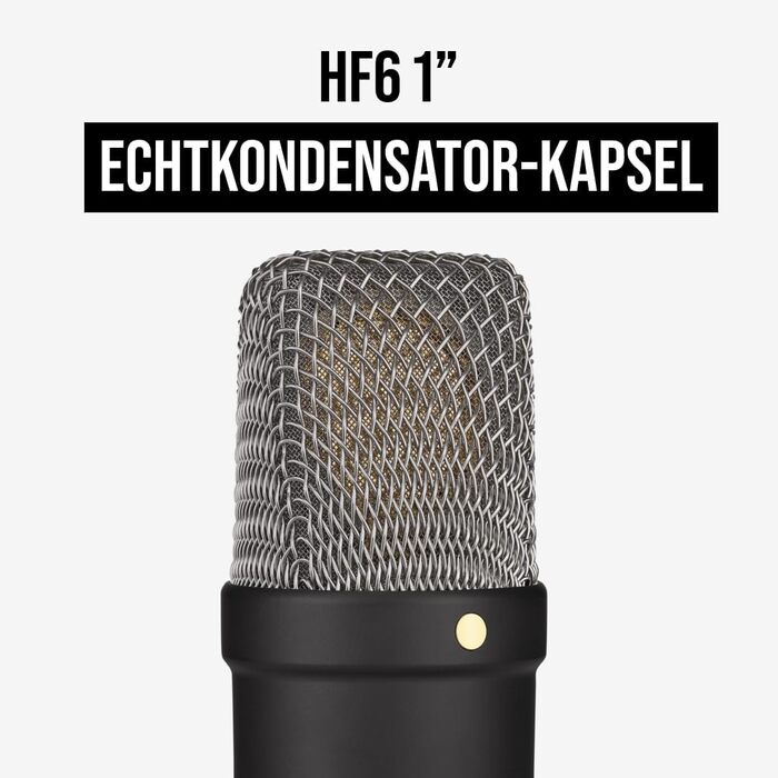 RØDE NT1 Signature Series студійний конденсаторний мікрофон з великою діафрагмою, антивібраційним кріпленням, поп-фільтром та XLR-кабелем для музики, вокалу, стрімінгу і подкастів