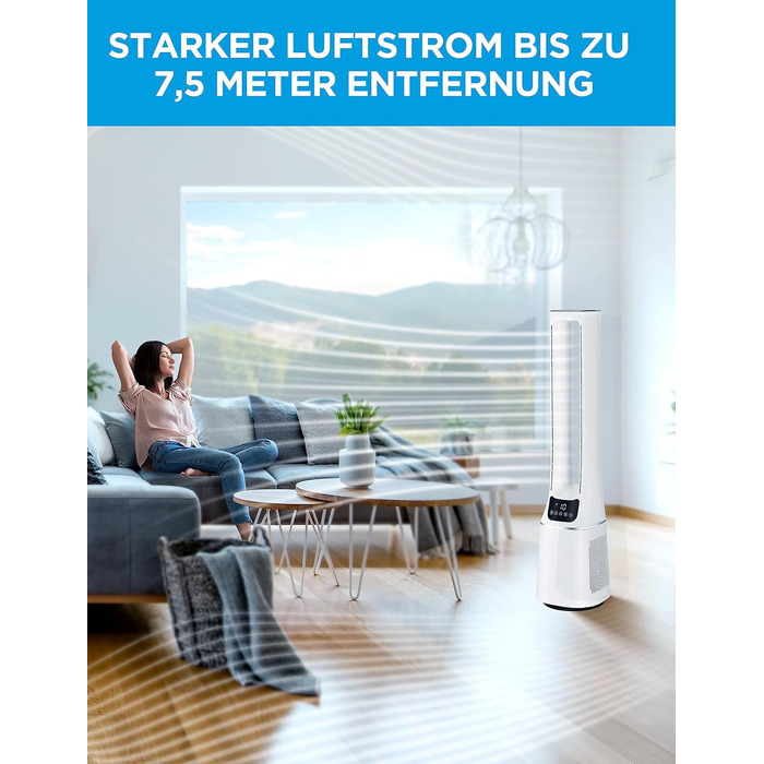Midea MFP-120 (WH) 2-в-1: Охолоджуючий вентилятор-очищувач повітря з LED дисплеєм та пультом, 38 дБ, CADR 120 м³/год, білий