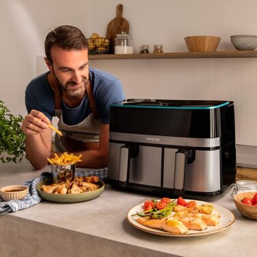 Аерофритюрниця Cecotec CecoFry Advance Double 9 л, 2850 Вт, цифрова, подвійна чаша, PerfectCook, для здорового харчування