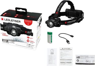 Налобний ліхтар Ledlenser H15R Core, 2500 люмен, LED, акумуляторний, IP67, фокусування, USB-зарядка