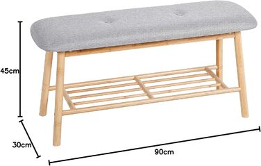 Сидіння-лавка Axentia, 90x45x30 см, сіра, м'яка банкетка для дому