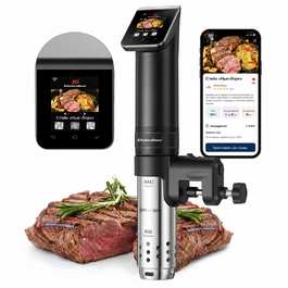 Занурювальний циркулятор для приготування їжі KitchenBoss Sous Vide Garer G330: Точний приготування їжі за низькою температурою з Wi-Fi, IPX7, TFT-дисплеєм та таймером