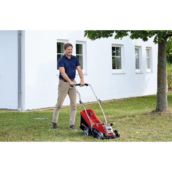 Акумуляторний газонокосарка Einhell GE-CM 18/33 Li Kit Power X-Change (18 В, ширина косіння 33 см, до 200 м², Brushless, кошик 30 л, висота косіння 25-65 мм, з акумулятором 4,0 Ah + зарядним пристроєм)