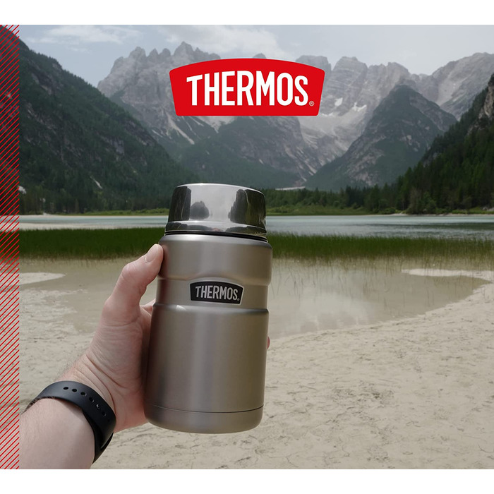 Термос для їжі Thermos STAINLESS KING 0,71 л з нержавіючої сталі, зберігає тепло 14 годин і холод 24 години, герметичний, великий харчовий контейнер для супу, мюслі, страв, підходить для миття в посудомийній машині, без ложки
