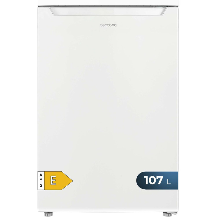 Міні-холодильник Cecotec Bolero CoolMarket TT 107: 107 л, клас E, регулювання температури, ящик для овочів, морозильна камера, тиха робота, чорний/білий