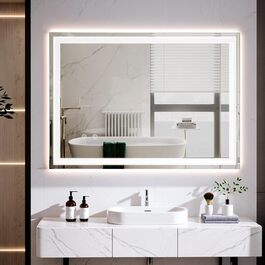 Дзеркало для ванної кімнати Clevich з підсвічуванням 80x60 см, LED, 3 кольори світла, регулювання яскравості, захист від вибуху, сенсорне управління, функція пам'яті, антизапар, 80L x 60B см