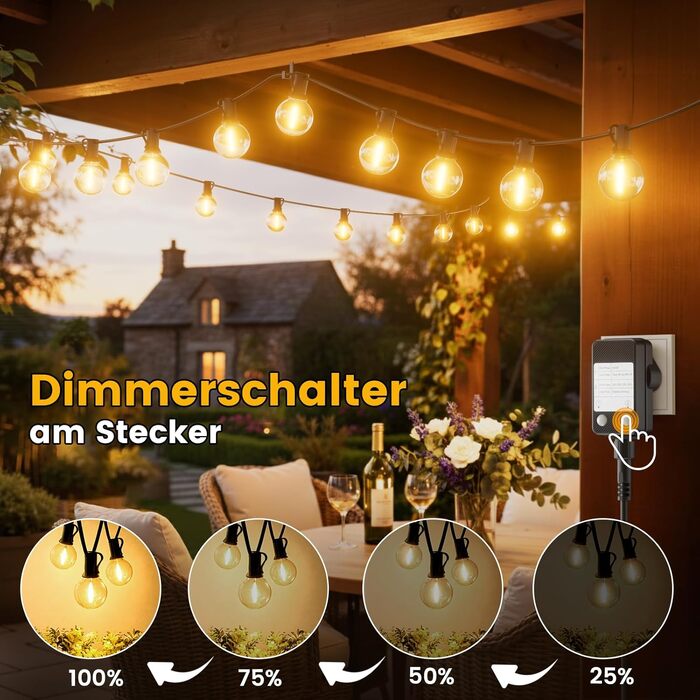Гірлянда світлодіодна вулична Yuusei 60м з димером, IP45, 82 LED G40 для саду, тераси, вечірки