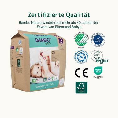 Дитячі підгузки Bambo Nature розмір 4 (7-14 кг), щомісячний набір 144 шт.