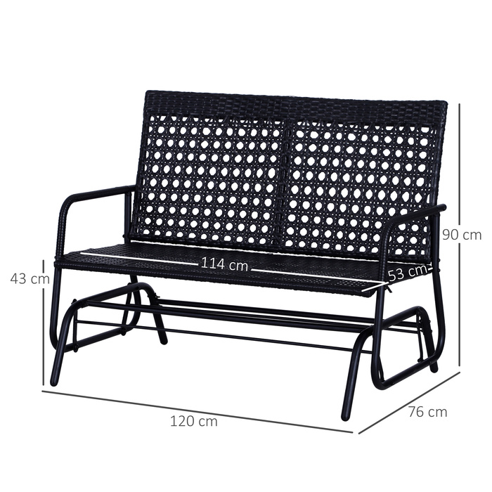 Outsunny Swing Bench Garden Swing 2-місна з поліротангом, стильна садова лавка для відпочинку на свіжому повітрі